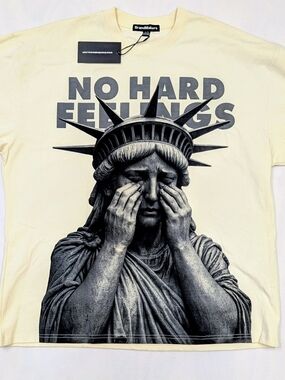 YNS Generic Cream Graphic Tee with Black Statue Print